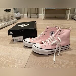 Converse Kids/Womens Pink High Top Canvas Sneakers